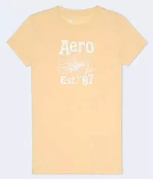 Футболка Aeropostale '87 с цветочным принтом, светло-желтый
