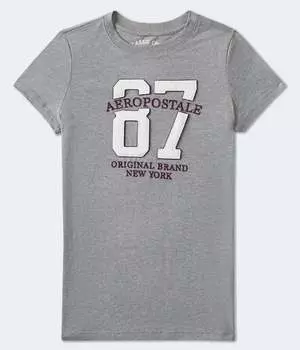 Футболка Aeropostale 87 с графической аппликацией, цвет medium gray