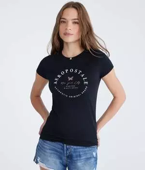 Футболка Aeropostale Butterfly Foil Graphic Tee, черный