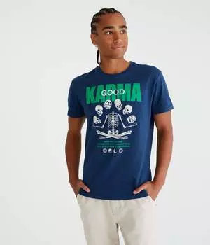 Футболка Aeropostale Good Karma Skeleton с графическим принтом, темно-синий