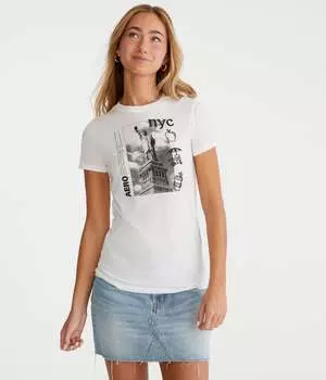 Футболка Aeropostale Nyc с изображением Статуи Свободы, цвет bleach