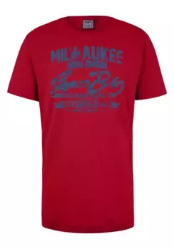 Футболка AHORN SPORTSWEAR "MILWAUKEE_ATLANTIC BLUE", с повседневным принтом спереди, красный
