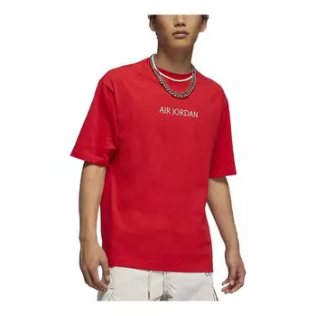 Футболка Air Jordan Solid Color Alphabet Round Neck Short Sleeve T-Shirt Men's Red, красный