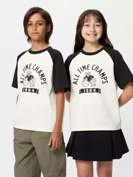 Футболка airism cotton crew neck графика Uniqlo, цвет 09 черный