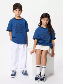 Футболка airism cotton crew neck графика Uniqlo, цвет 67 синий