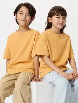 Футболка airism из хлопка с круглым вырезом Uniqlo, цвет 46 желтый