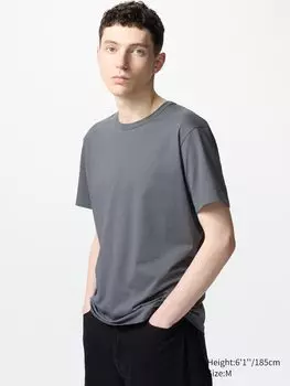 Футболка Airism из хлопка с круглым вырезом и короткими рукавами Uniqlo, цвет 07 серый