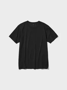 Футболка Airism из хлопка с круглым вырезом Uniqlo, цвет 09 черный