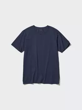Футболка Airism из хлопка с круглым вырезом Uniqlo, цвет 69 синий