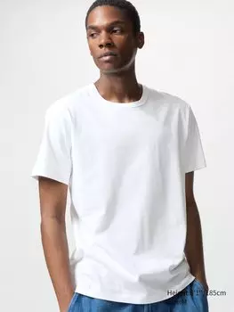 Футболка airism из хлопка с круглым вырезом Uniqlo, цвет 00 белый