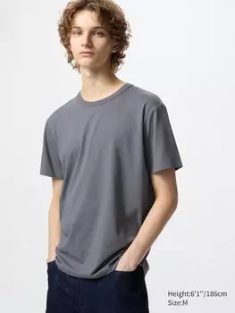 Футболка airism из хлопка с круглым вырезом Uniqlo, цвет 07 серый