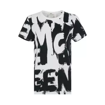 Футболка Alexander McQueen Allover Grafitti T-Shirt 'White/Black', белый