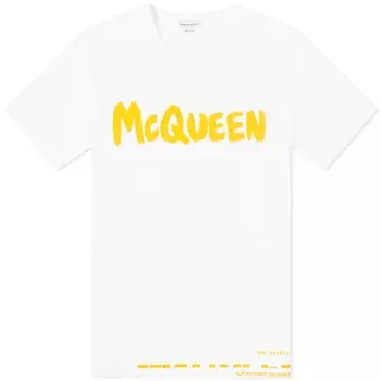 Футболка Alexander Mcqueen Graffiti Logo, белый и желтый