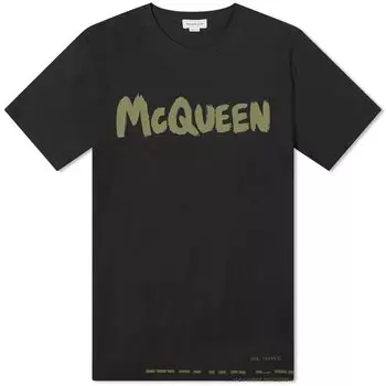 Футболка Alexander Mcqueen Graffiti Logo, цвет Black & Khaki