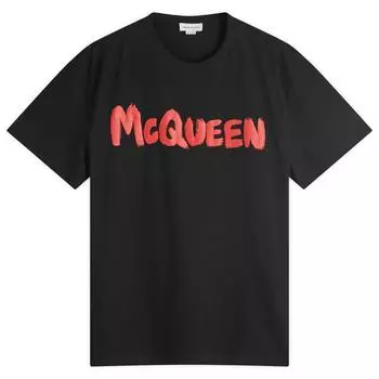 Футболка Alexander Mcqueen Graffiti Logo T-Shirt, цвет Black & Red