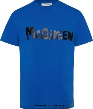 Футболка Alexander McQueen Graffiti Print T-Shirt 'Royal Blue/Mix', синий