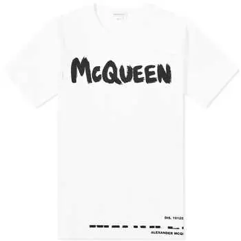Футболка Alexander Mcqueen Grafitti Logo, цвет White & Mix