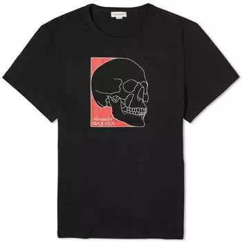 Футболка Alexander McQueen Outline Skull Print, черный/красный