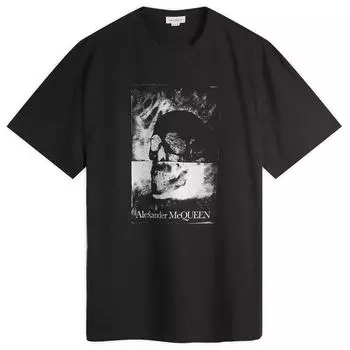 Футболка Alexander Mcqueen Silver Skull Print T-Shirt, цвет Black & Silver