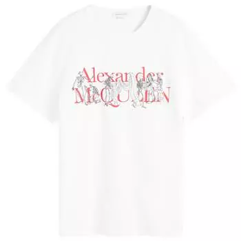 Футболка Alexander Mcqueen Tailor Skeleton Logo T-Shirt, цвет White & Red