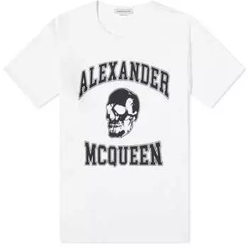 Футболка Alexander McQueen Varsity Skull Print, белый/черный