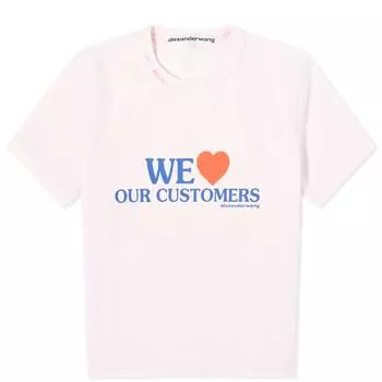 Футболка Alexander Wang We Love Our Customers Shrunken T-Shirt, цвет Light Pink Bleach Out