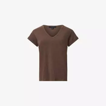 Футболка Allsaints Anna с V-образным вырезом, коричневый
