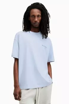 Футболка Allsaints из 100% хлопка с короткими рукавами и вырезом под горло All Saints, голубой