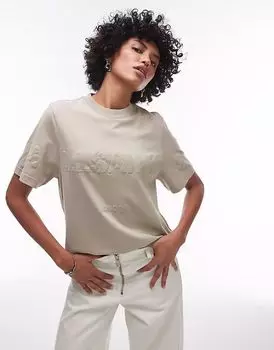 Футболка AllSaints Lisa Biggy с логотипом в тон светло-зеленого цвета