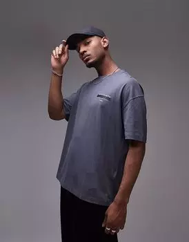 Футболка AllSaints Redact с вышитым логотипом большого размера в насыщенно-синем цвете