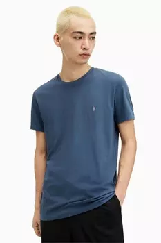Футболка Allsaints в тон с короткими рукавами и круглым вырезом All Saints, синий
