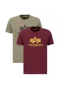 Футболка Alpha Industries, хаки/бордовый