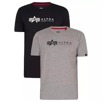 Футболка Alpha Industries Label 2 Pack, серый