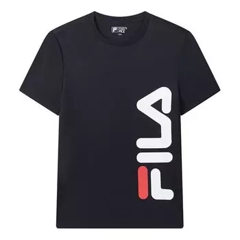 Футболка alphabet knit round neck casual sports short sleeve blue Fila, синий