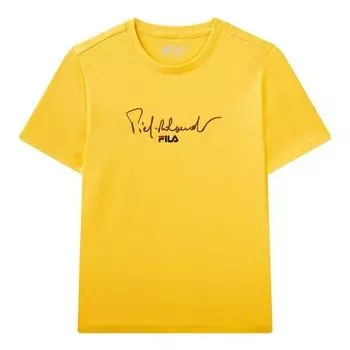 Футболка alphabet logo round neck casual short sleeve yellow Fila, желтый