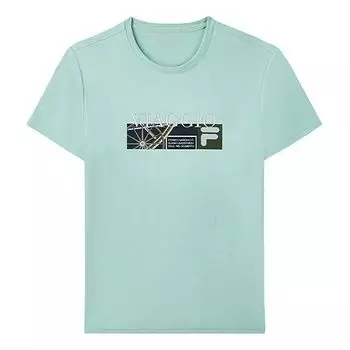 Футболка alphabet printing athleisure casual sports round neck short sleeve green Fila, зеленый