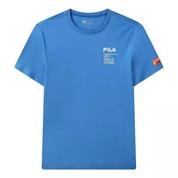 Футболка alphabet printing round neck short sleeve blue Fila, синий