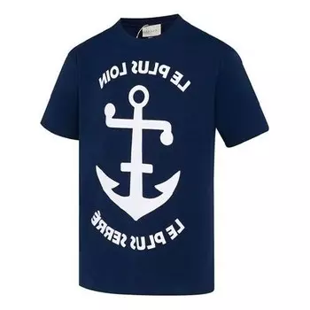 Футболка alphabet printing short sleeve blue Gucci, синий