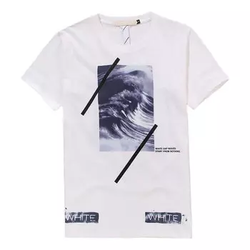 Футболка alphabet waves printing round neck casual short sleeve white t-shirt Off-White, белый