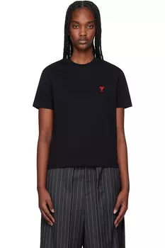 Футболка ami de coeur из органического хлопка Ami Paris, черный