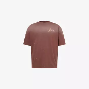Футболка Amiri Design Studio с вышивкой, коричневый