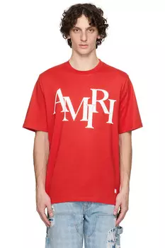 Футболка Amiri с асимметричным логотипом Amiri, красный
