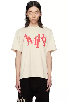 Футболка Amiri с асимметричным принтом Amiri, цвет birch