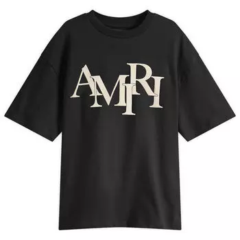 Футболка Amiri Staggered Logo T-Shirt, черный
