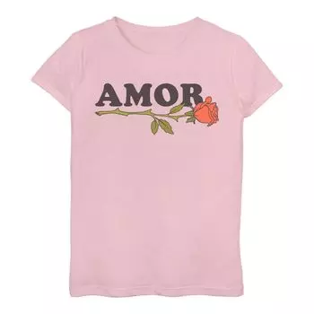 Футболка Amor с портретом розы для девочек 7–16 лет Unbranded