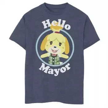Футболка Animal Crossing Isabelle Hello Mayor для мальчиков 8–20 лет с графическим рисунком и портретом Licensed Character