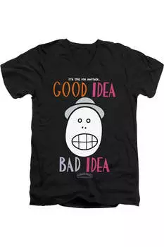 Футболка Animaniacs Good Idea Bad Idea с коротким рукавом и V-образным вырезом для взрослых из хлопка премиум-класса Gildan, черный