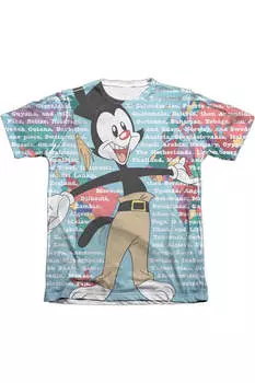 Футболка Animaniacs Yakko World для взрослых из полиэстера/хлопка с коротким рукавом / футболка Gildan, белый