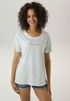 Футболка Aniston CASUAL в полоску, зеленый