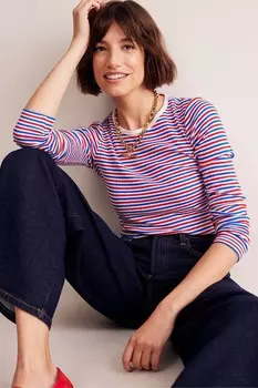 Футболка Anna rib с длинными рукавами Boden, красный